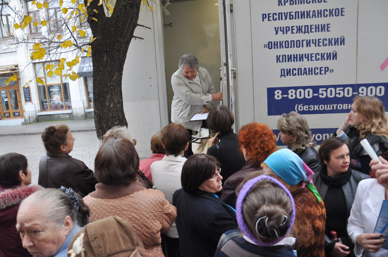 В центре Симферополе прошла акция «Сохраним женскую грудь»