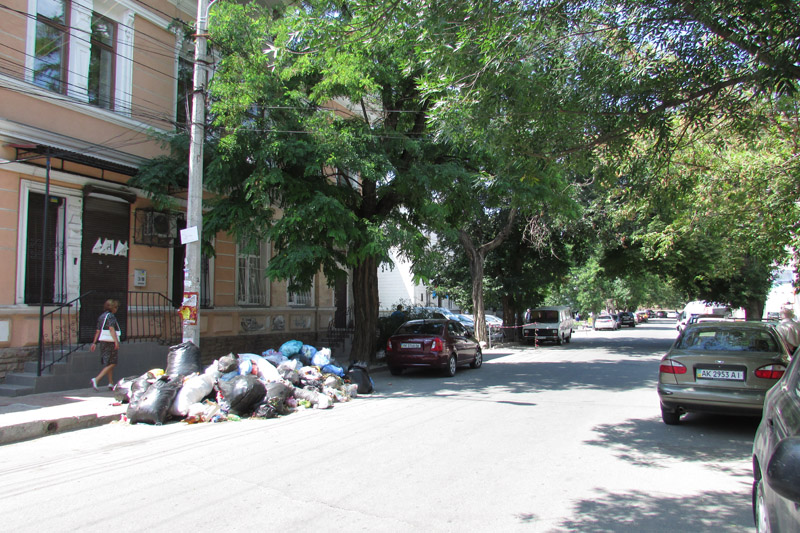 С одной из центральных улиц Симферополя перестали вывозить мусор