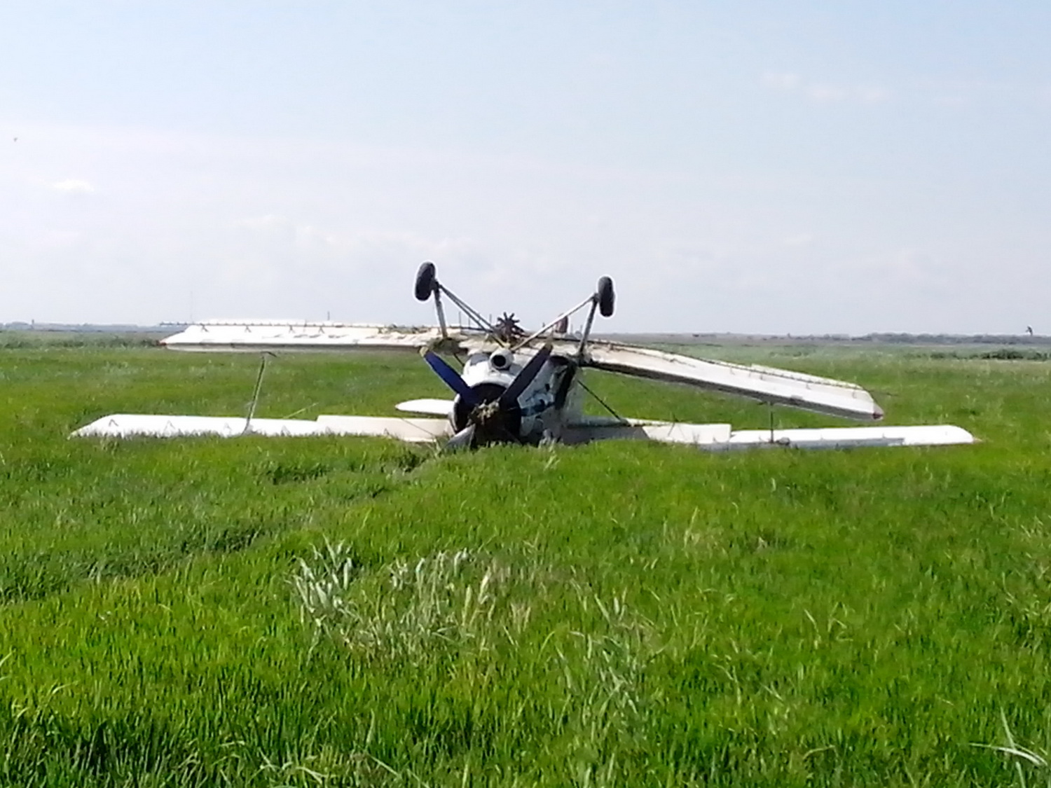 На рисовом поле в Крыму перевернулся «кукурузник» Экстренная посадка самолета, На рисовом поле в Крыму перевернулся «кукурузник»