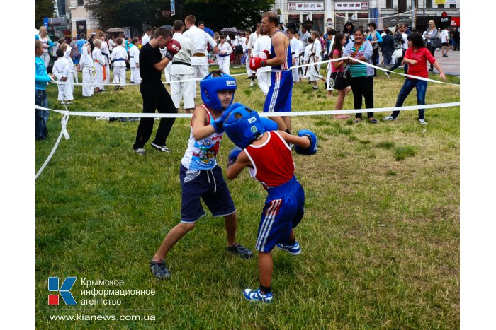 В центре Симферополя играли в футбол и медитировали