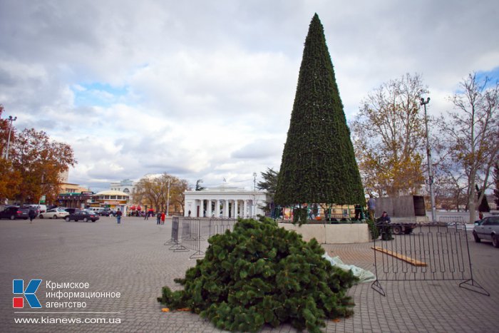 В Севастополе устанавливают 15-метровую елку