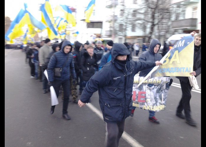 В Киеве наблюдается особое единение участников митинга в поддержку государственного курса