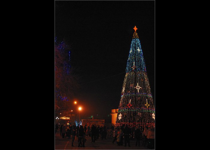 В Феодосии зажгли огни на новогодней елке
